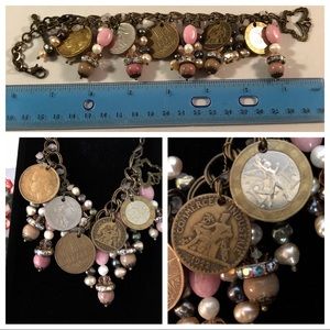 French-Coin, Morganite Pearl, Charm Bracelet